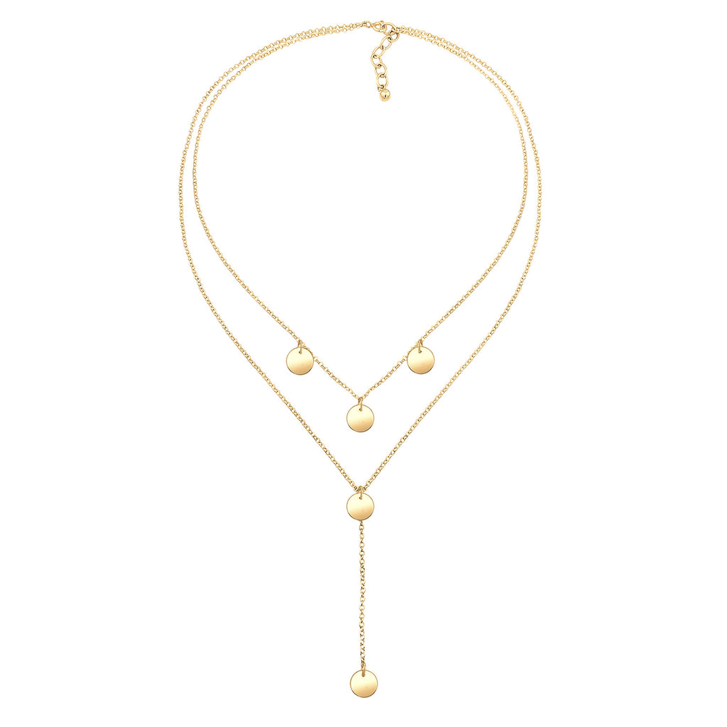 Gold - Elli | Y-Halskette Geo | 925er Sterling Silber Vergoldet