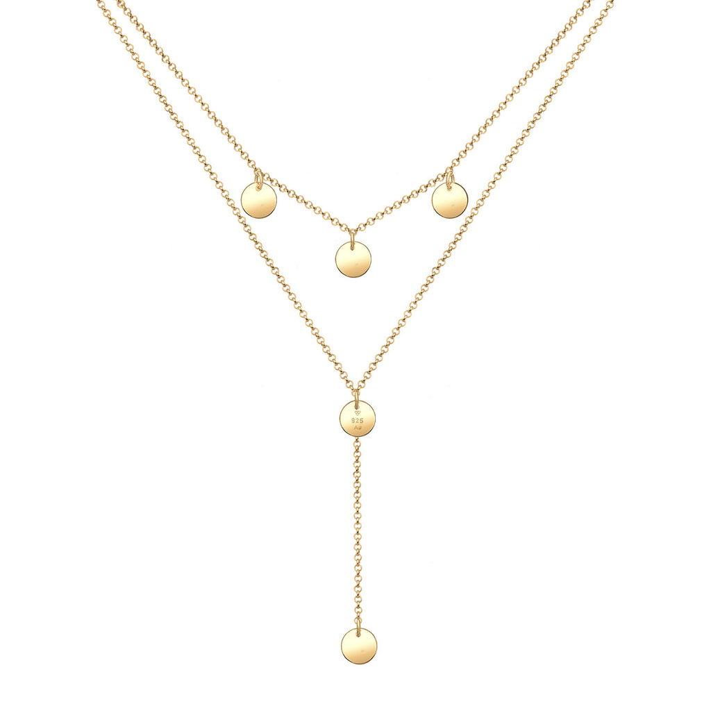 Gold - Elli | Y-Halskette Geo | 925er Sterling Silber Vergoldet
