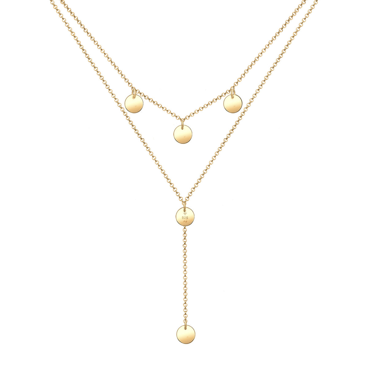Gold - Elli | Y-Halskette Geo | 925er Sterling Silber Vergoldet