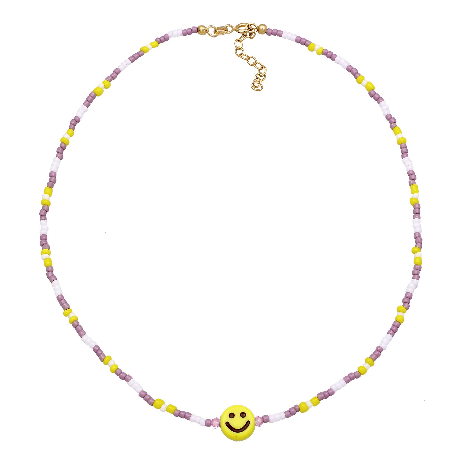 Lila - Elli | Halskette mit Smiling Face Beads | 925er Sterling Silber