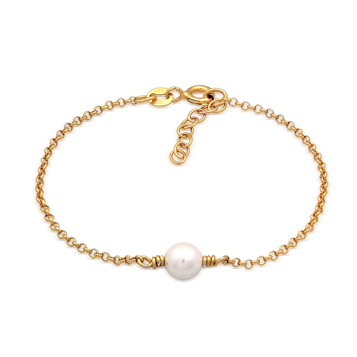 Gold - Elli | Armband Perle | Muschelkernperle | 925er Sterling Silber