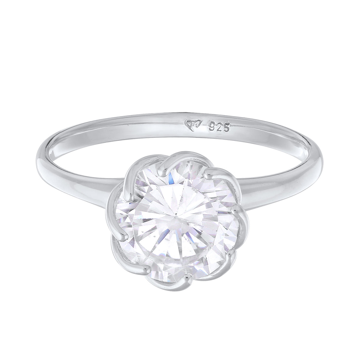 Silber - Elli | Verlobungsring Solitär | Zirkonia (Weiß) | 925er Sterling Silber