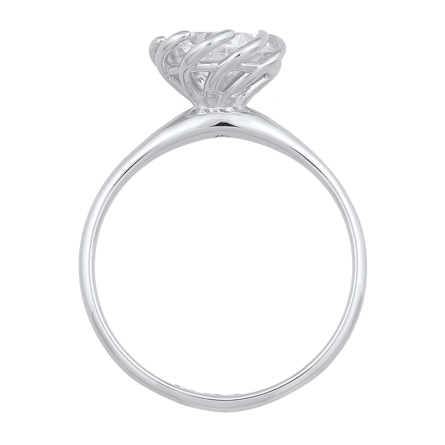 Silber - Elli | Verlobungsring Solitär | Zirkonia (Weiß) | 925er Sterling Silber