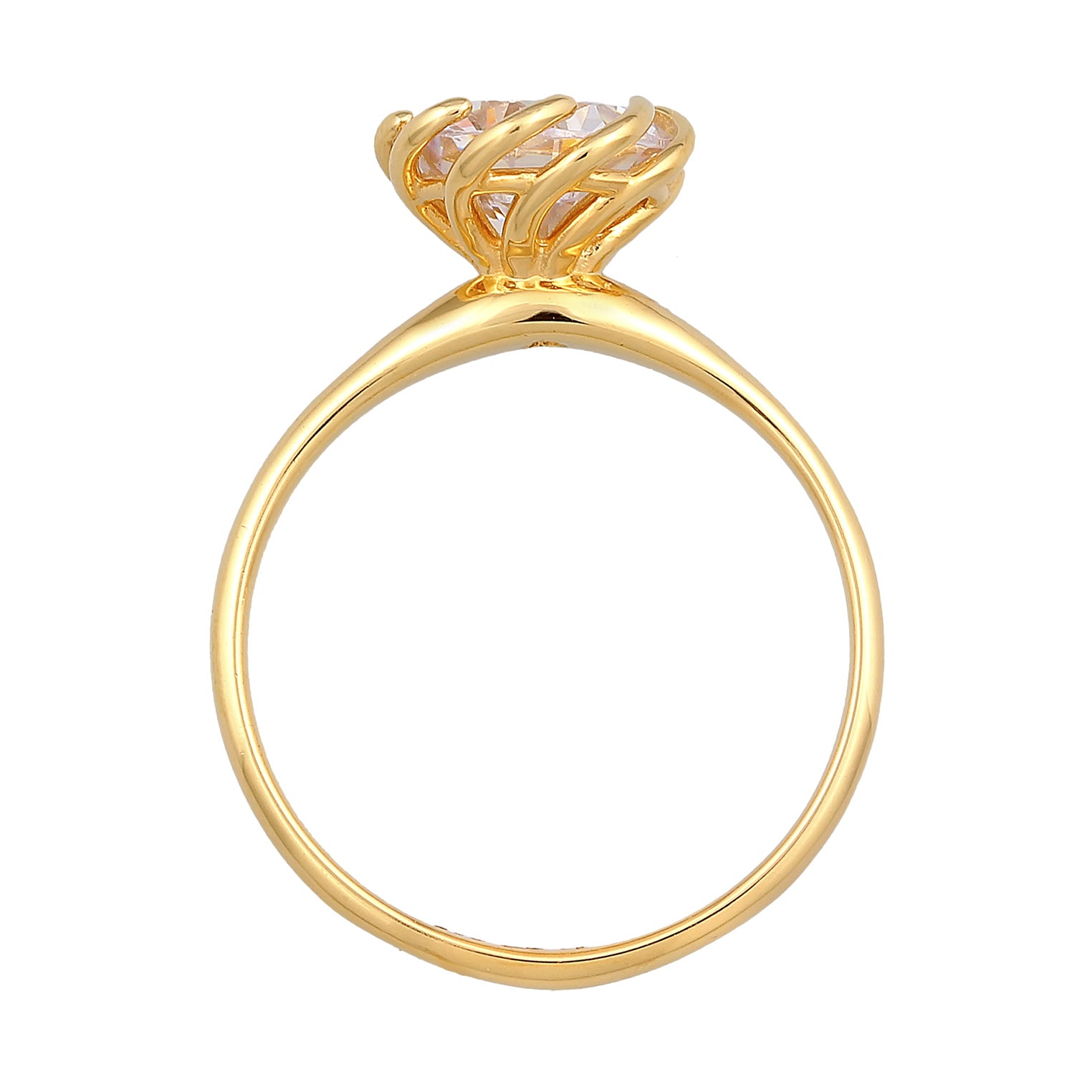 Gold - Elli | Verlobungsring Solitär | Zirkonia (Weiß) | 925er Sterling Silber