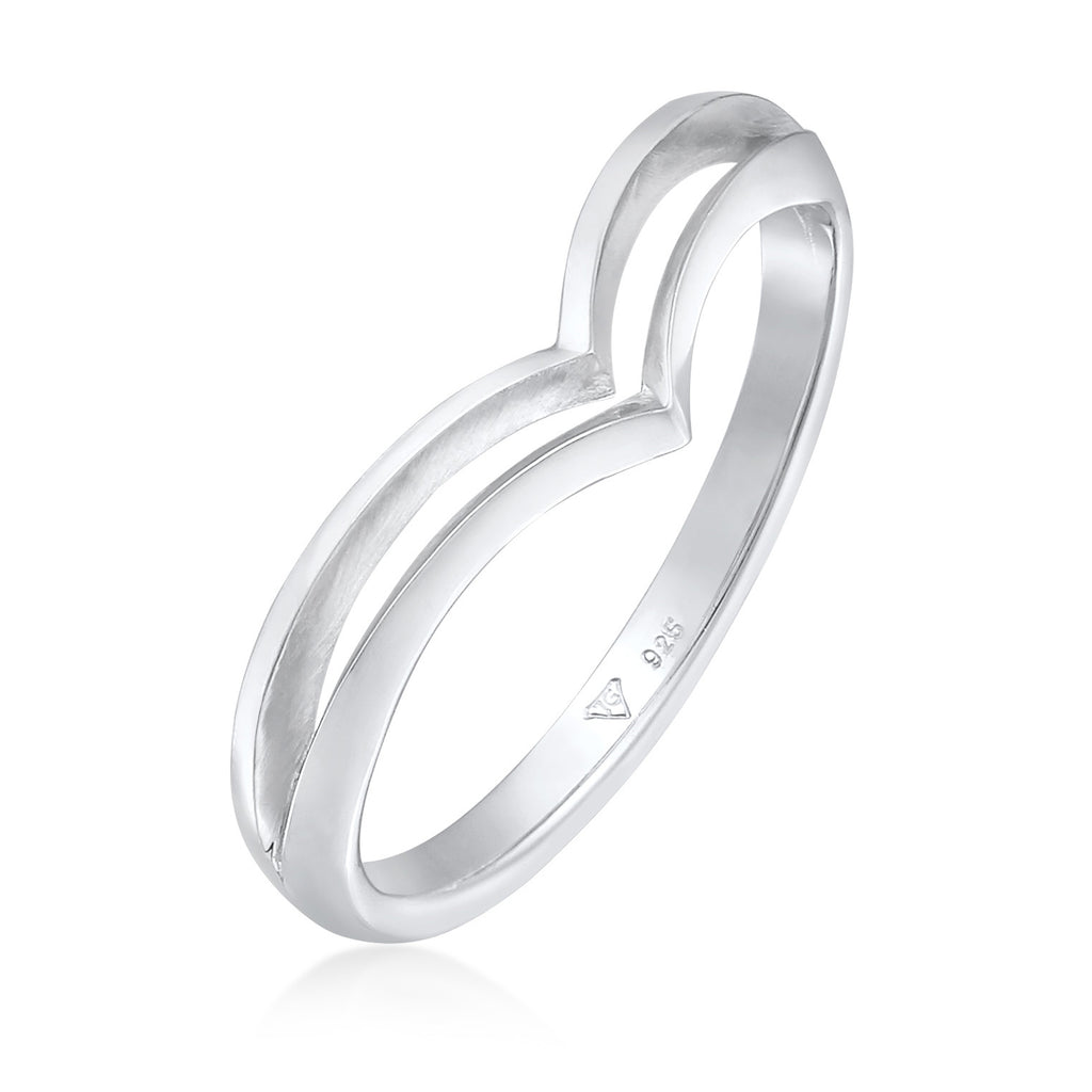 Silber - Elli | Stapelring V-Form | 925er Sterling Silber