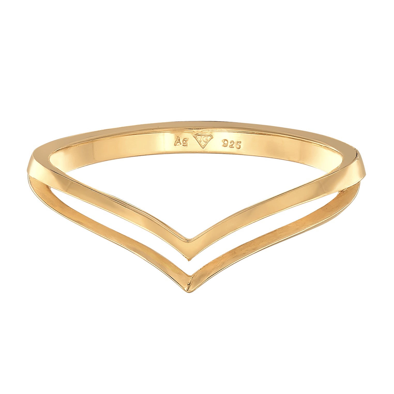 Gold - Elli | Stapelring V-Form | 925er Sterling Silber