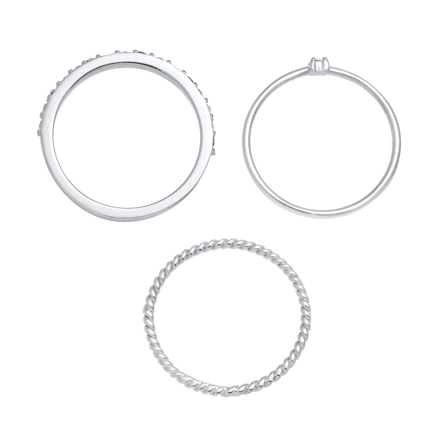 Silber - Elli | Ringset | Emaille, Mit Kristallen von Swarovski® (Weiß) | 925er Sterling Silber Vergoldet