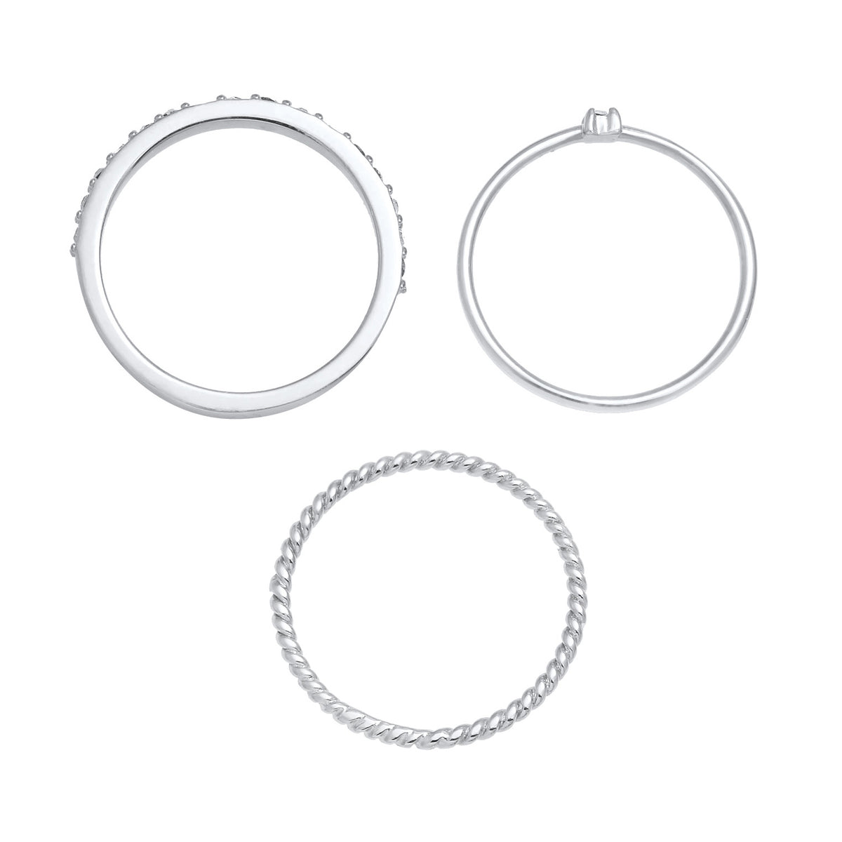 Silber - Elli | Ringset | Emaille, Mit Kristallen von Swarovski® (Weiß) | 925er Sterling Silber Vergoldet