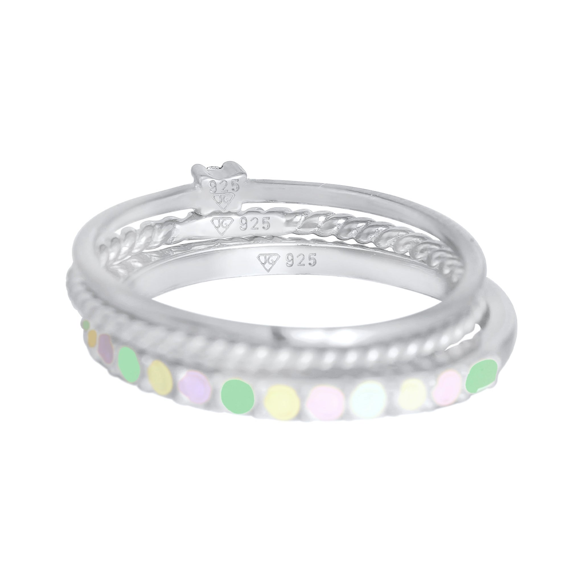 Silber - Elli | Ringset | Emaille, Mit Kristallen von Swarovski® (Weiß) | 925er Sterling Silber Vergoldet