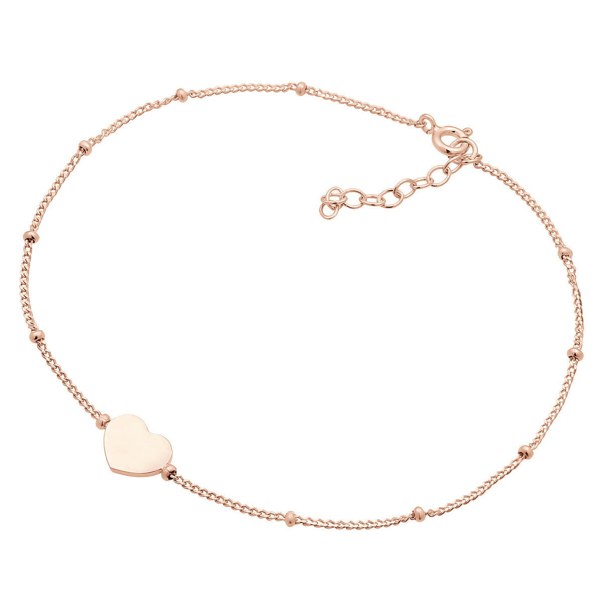 Roségold - Elli | Kugel-Fußkettchen Herz | 925 Sterling Silber Rosévergoldet