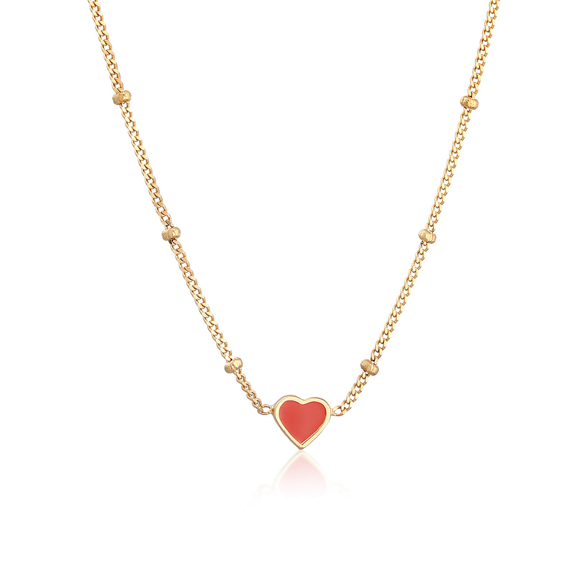 Gold - Elli | Kugel-Halskette Herz | Emaille | 925er Sterling Silber Vergoldet