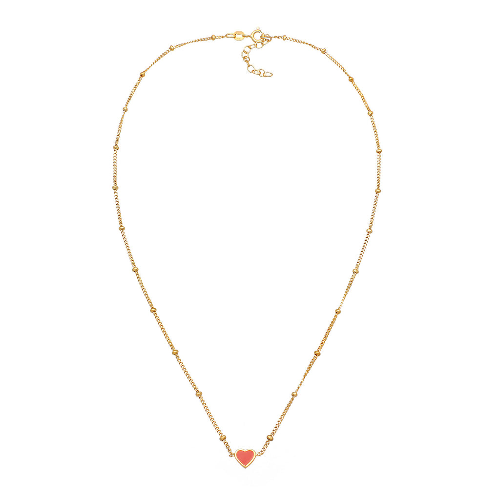 Gold - Elli | Kugel-Halskette Herz | Emaille | 925er Sterling Silber Vergoldet