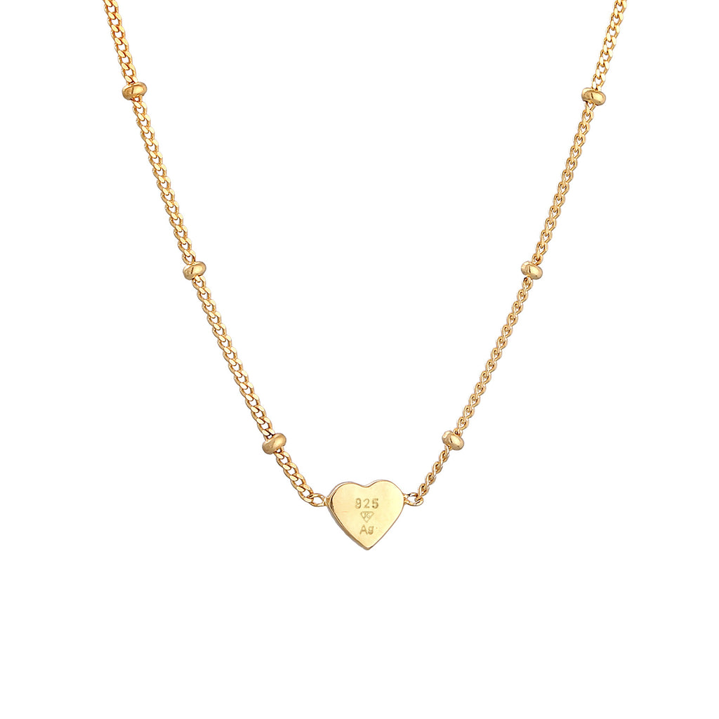 Gold - Elli | Kugel-Halskette Herz | Emaille | 925er Sterling Silber Vergoldet