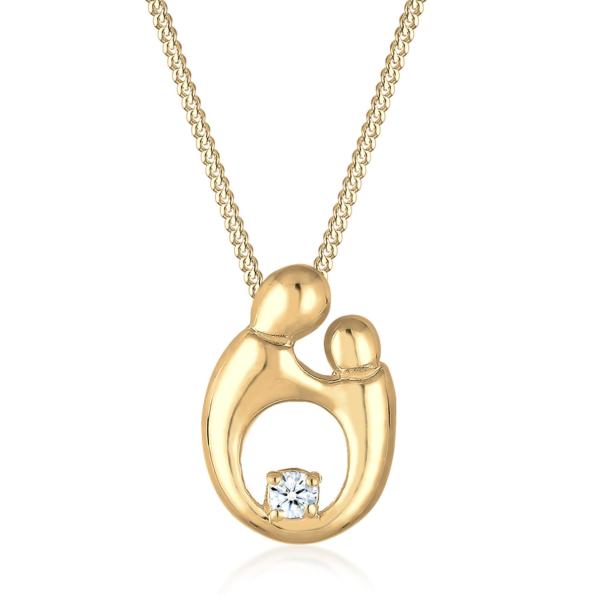 Gold - Elli DIAMONDS | Halskette Mutter Kind | Diamant (Weiß, 0,03 ct) | 925er Sterling Silber