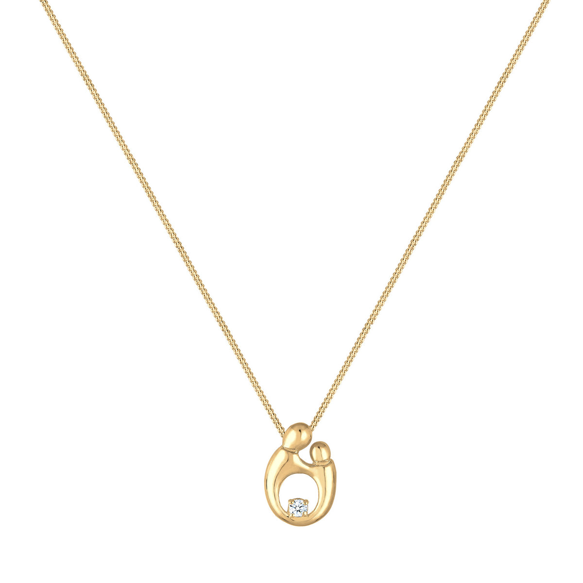 Gold - Elli DIAMONDS | Halskette Mutter Kind | Diamant (Weiß, 0,03 ct) | 925er Sterling Silber