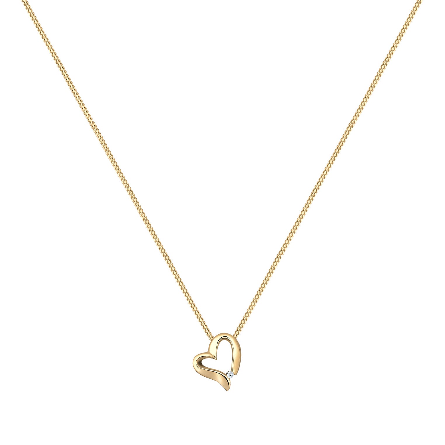 Gold - Elli DIAMONDS | Herz Romantisch Diamant (0.015 ct.) 925 Silber vergoldet