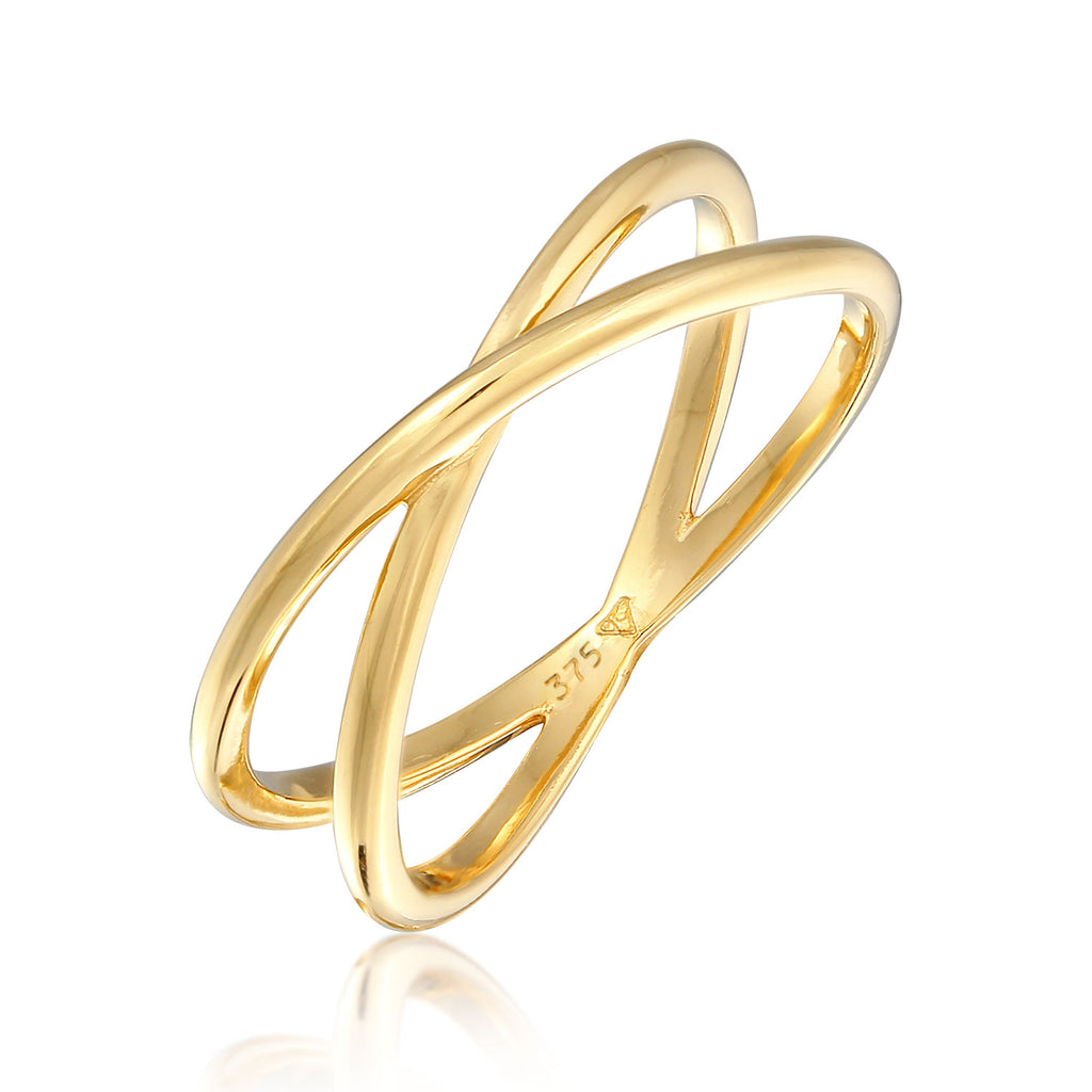Gold - Elli PREMIUM | Wickelring Kreuz | 375er Gelbgold