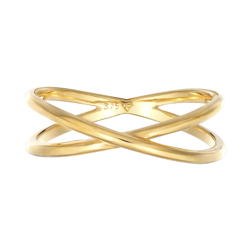 Gold - Elli PREMIUM | Wickelring Kreuz | 375er Gelbgold