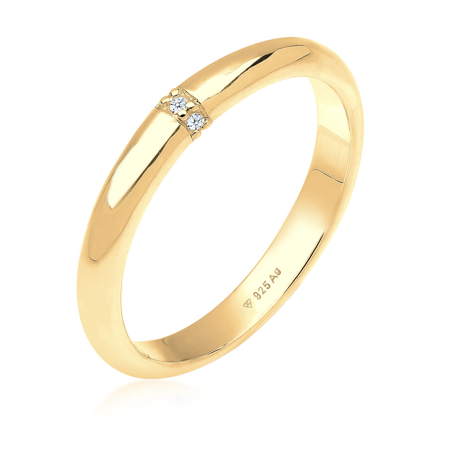 Gold - Elli DIAMONDS | Diamant 0.045 ct. Klassik Verlobung 925 Silber vergoldet