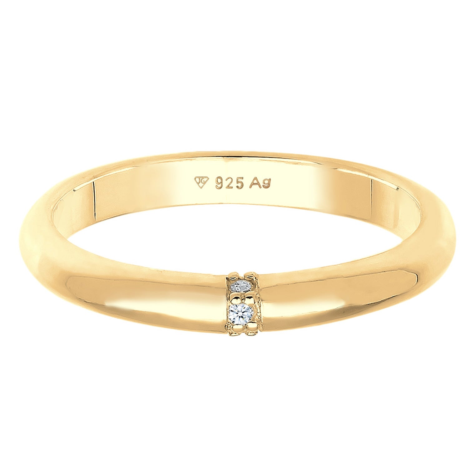 Gold - Elli DIAMONDS | Diamant 0.045 ct. Klassik Verlobung 925 Silber vergoldet