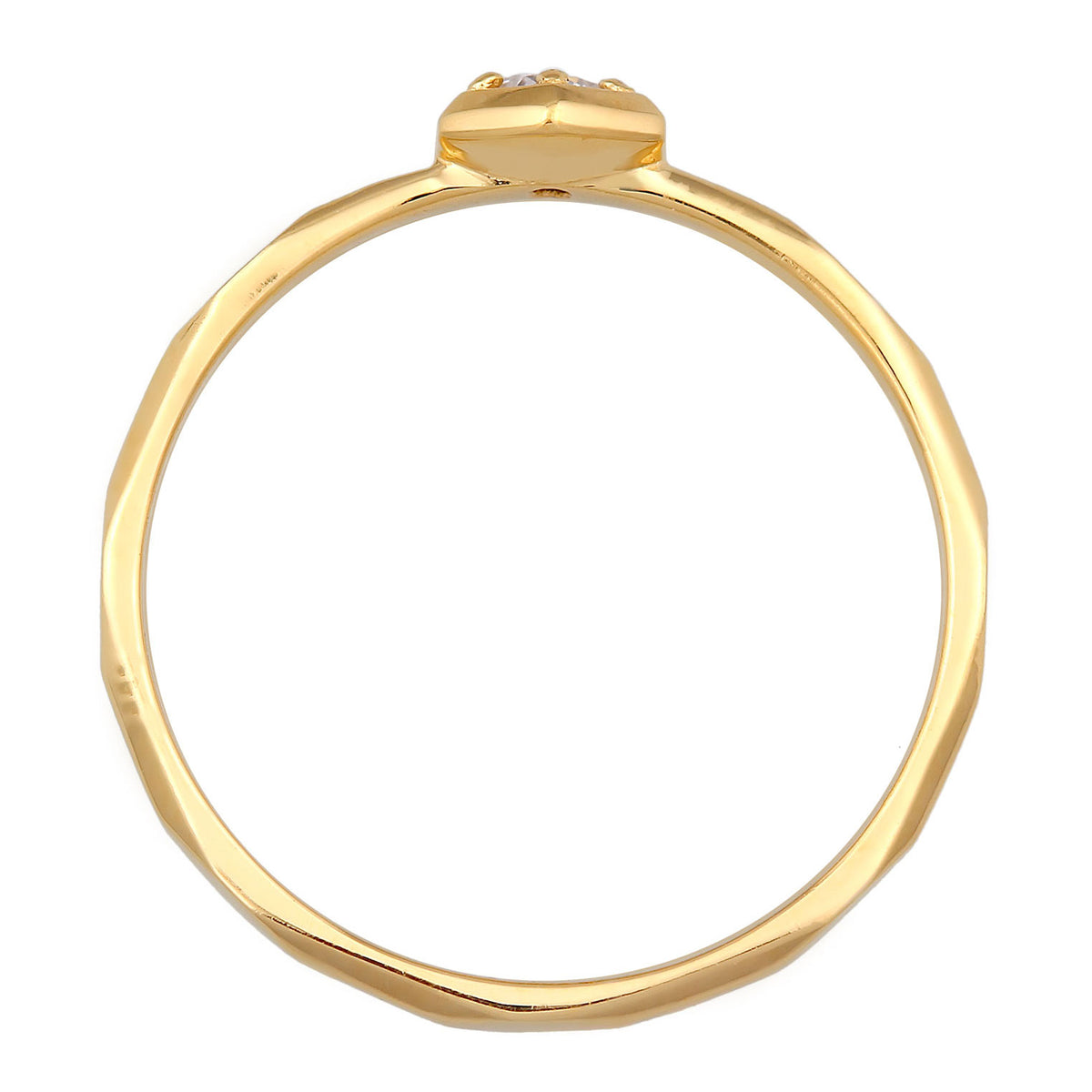 Gold - Elli | Solitär-Ring Geo | Zirkonia (Weiß) | 925er Sterling Silber