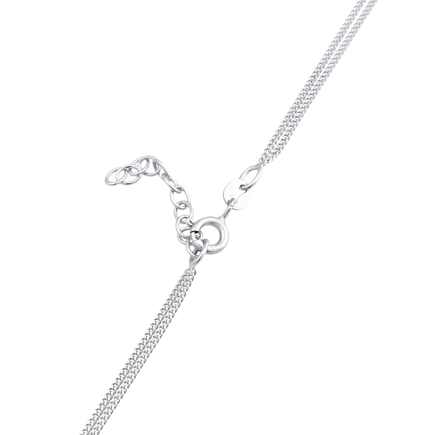 Silber - Elli | Layer-Halskette Stern Halbmond | Mit Kristallen von Swarovski® (Weiß) | 925er Sterling Silber