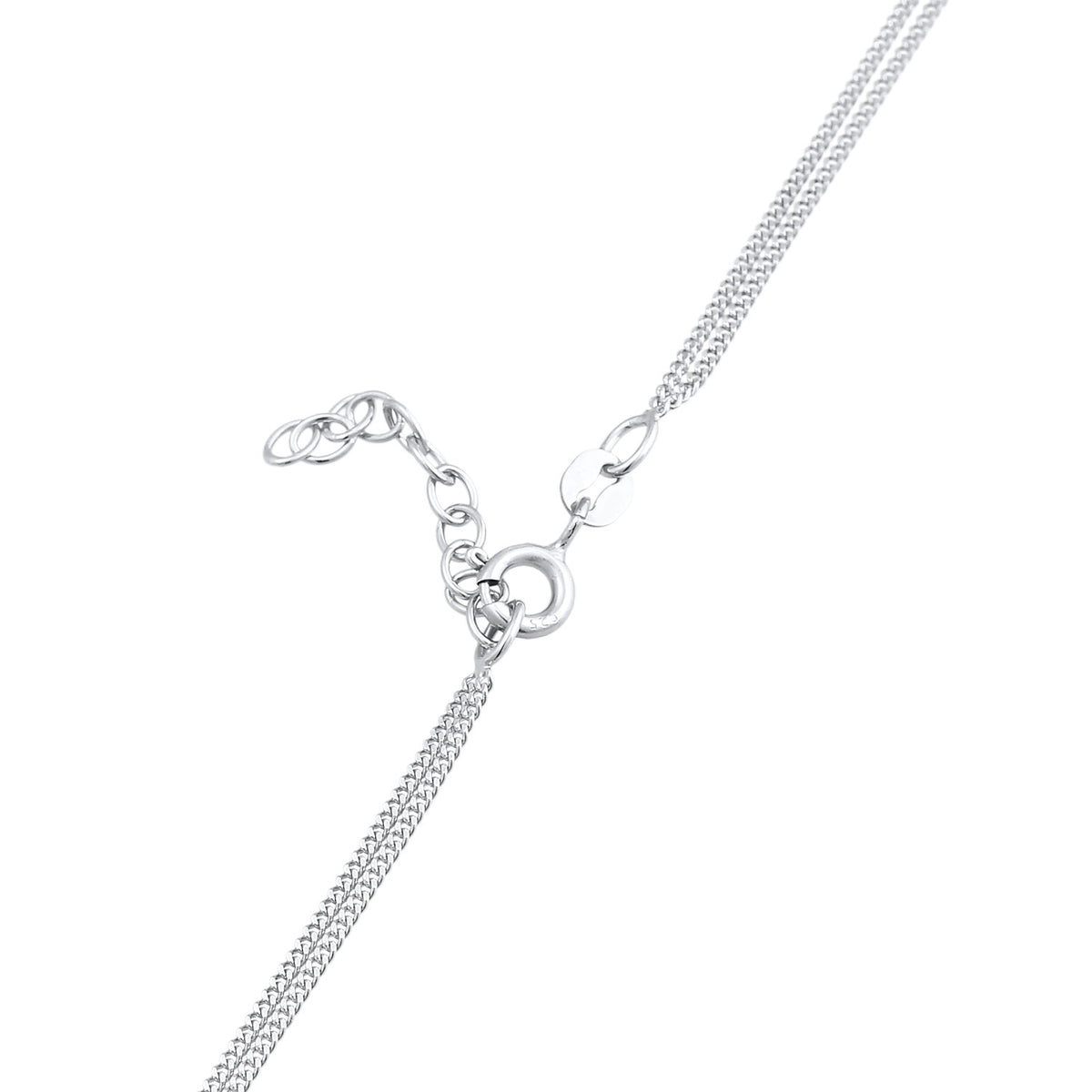 Silber - Elli | Layer-Halskette Stern Halbmond | Mit Kristallen von Swarovski® (Weiß) | 925er Sterling Silber