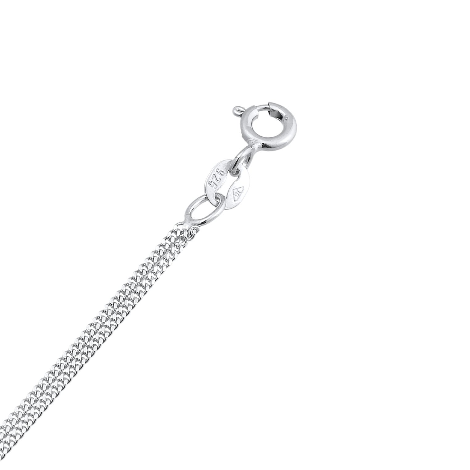 Silber - Elli | Layer-Halskette Stern Halbmond | Kristall (Weiß) | 925er Sterling Silber
