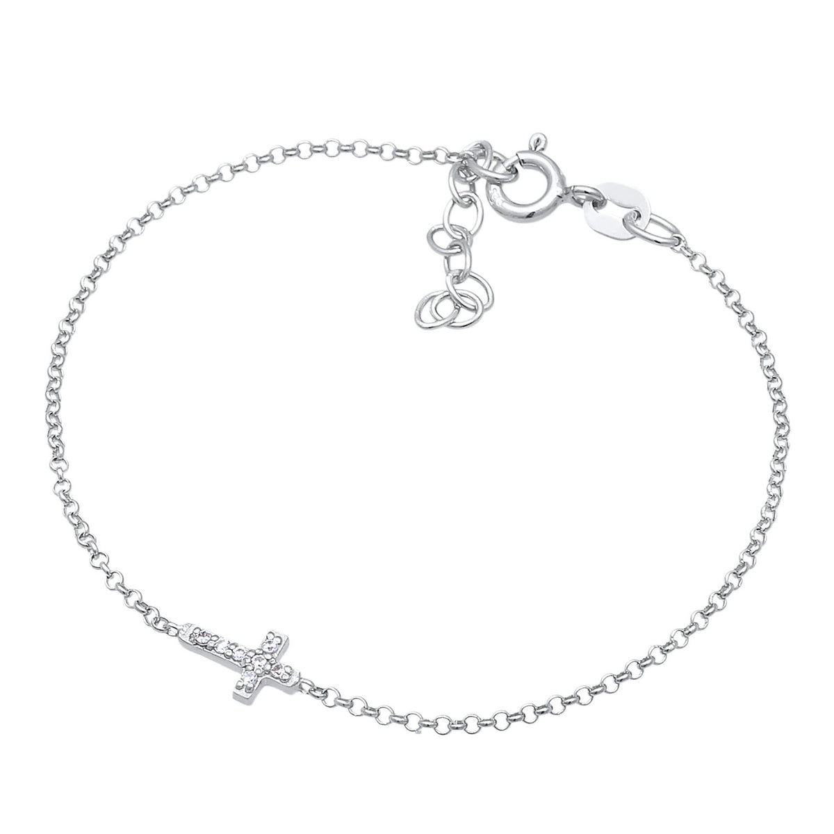 Silber - Elli | Armband Kreuz | Zirkonia (Weiß) | 925er Sterling Silber