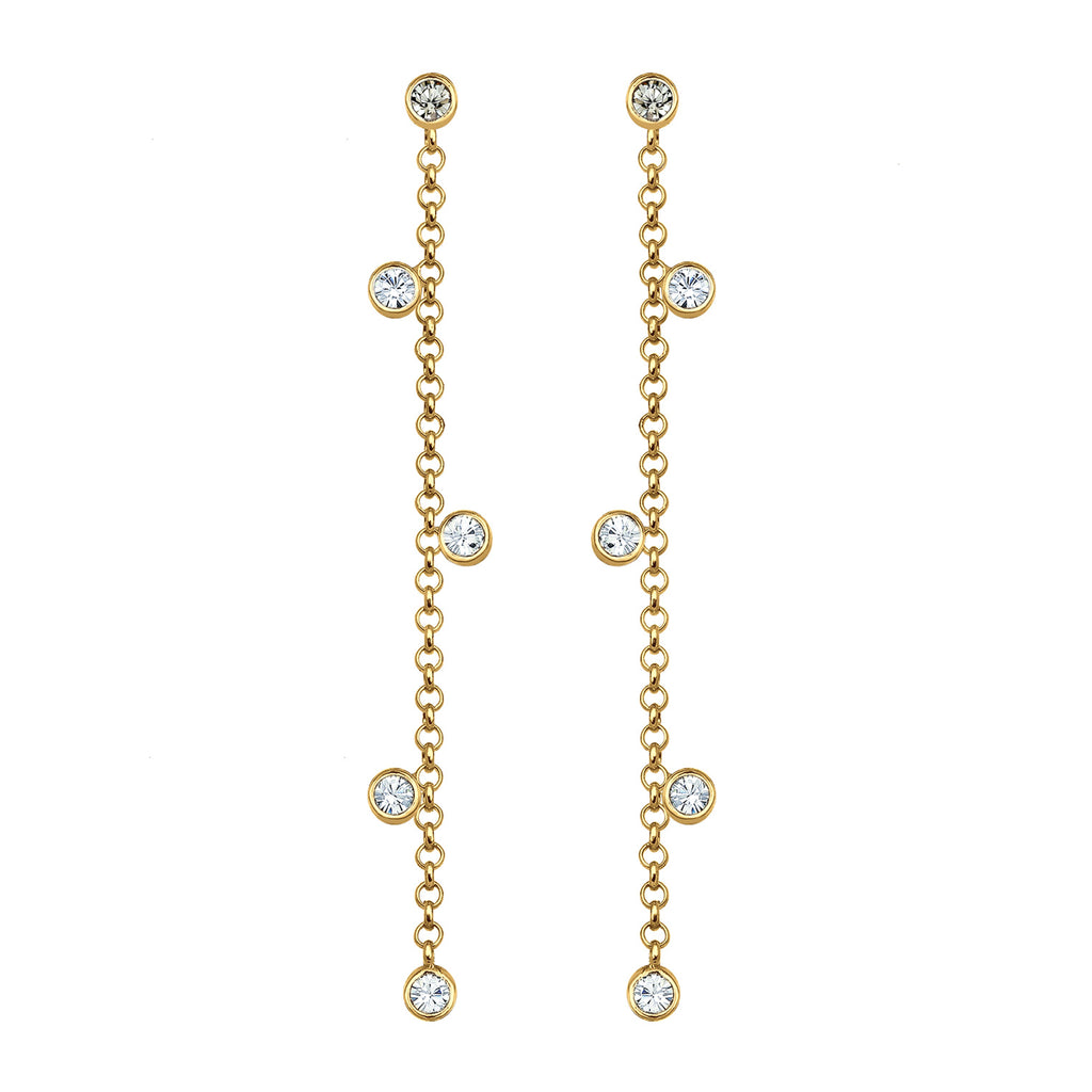 Gold - Elli | Ohrhänger Ear Chain | Mit Kristallen von Swarovski® (Weiß) | 925er Sterling Silber Vergoldet