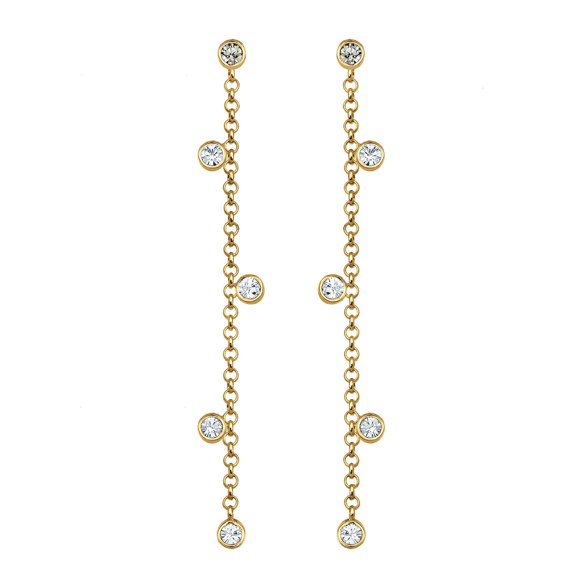 Gold - Elli | Ohrhänger Ear Chain | Mit Kristallen von Swarovski® (Weiß) | 925er Sterling Silber Vergoldet