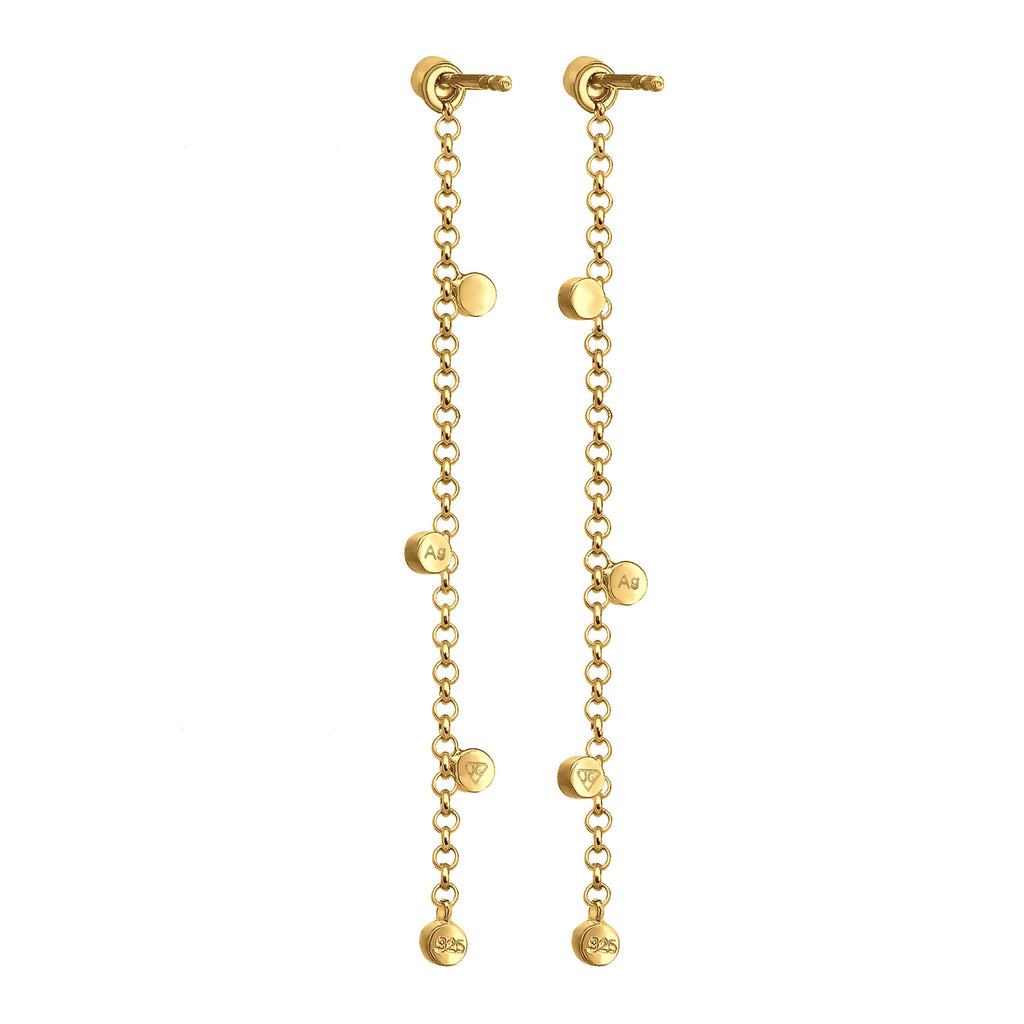 Gold - Elli | Ohrhänger Ear Chain | Mit Kristallen von Swarovski® (Weiß) | 925er Sterling Silber Vergoldet