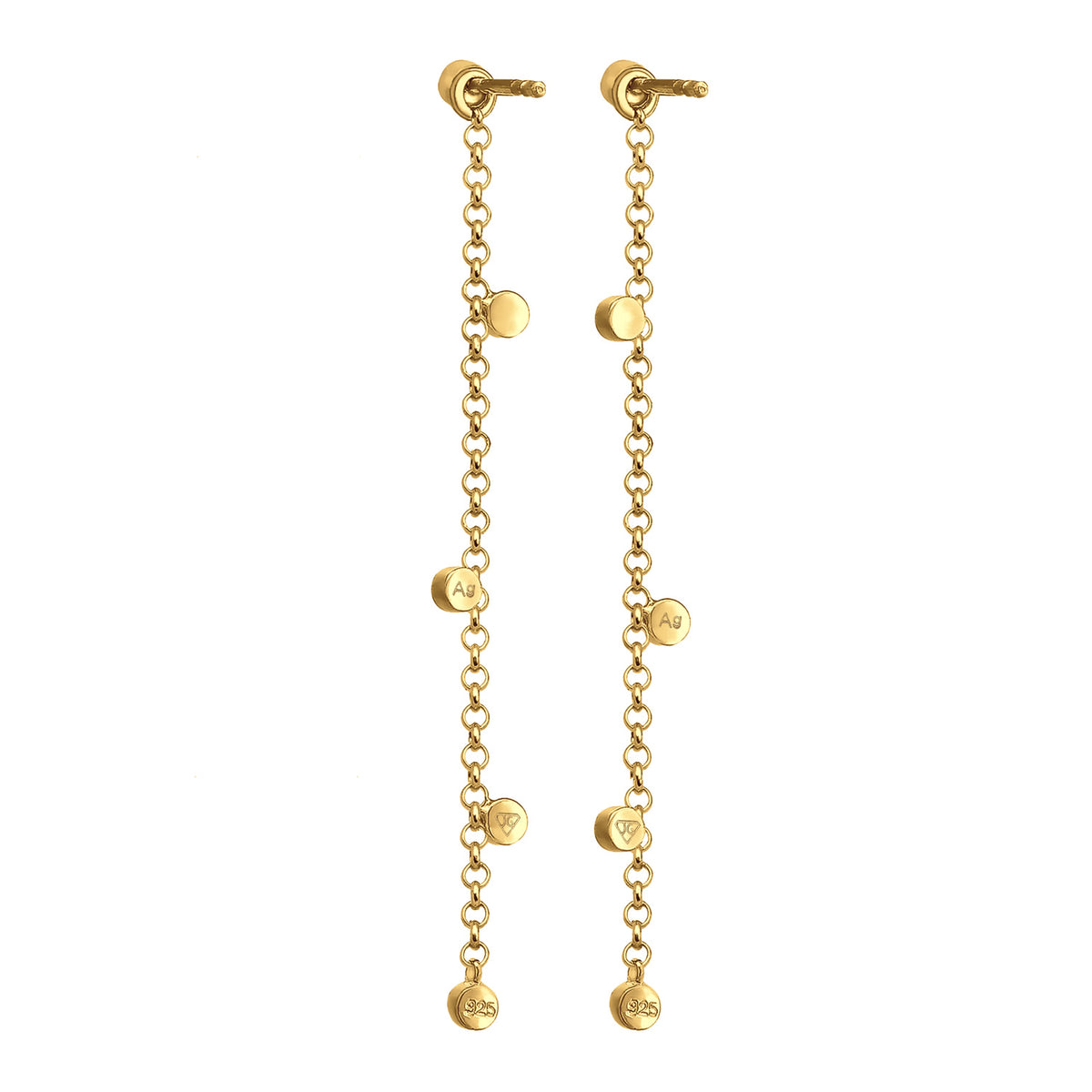 Gold - Elli | Ohrhänger Ear Chain | Mit Kristallen von Swarovski® (Weiß) | 925er Sterling Silber Vergoldet