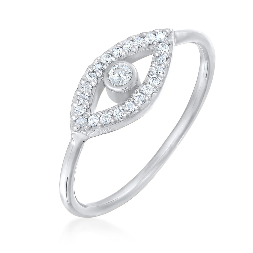 Silber - Elli | Ring Evil Eye | Kristall (Weiß) | 925er Sterling Silber