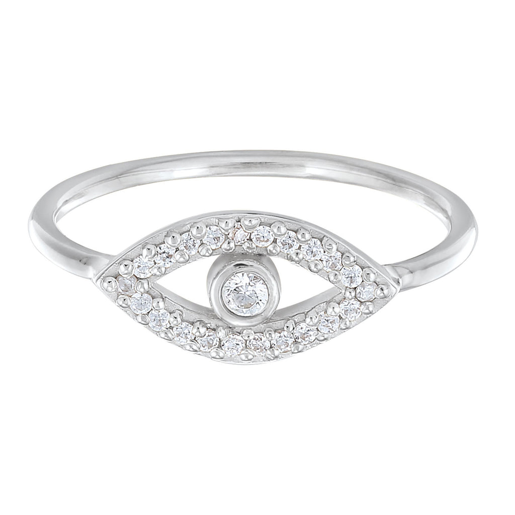 Silber - Elli | Ring Evil Eye | Kristall (Weiß) | 925er Sterling Silber