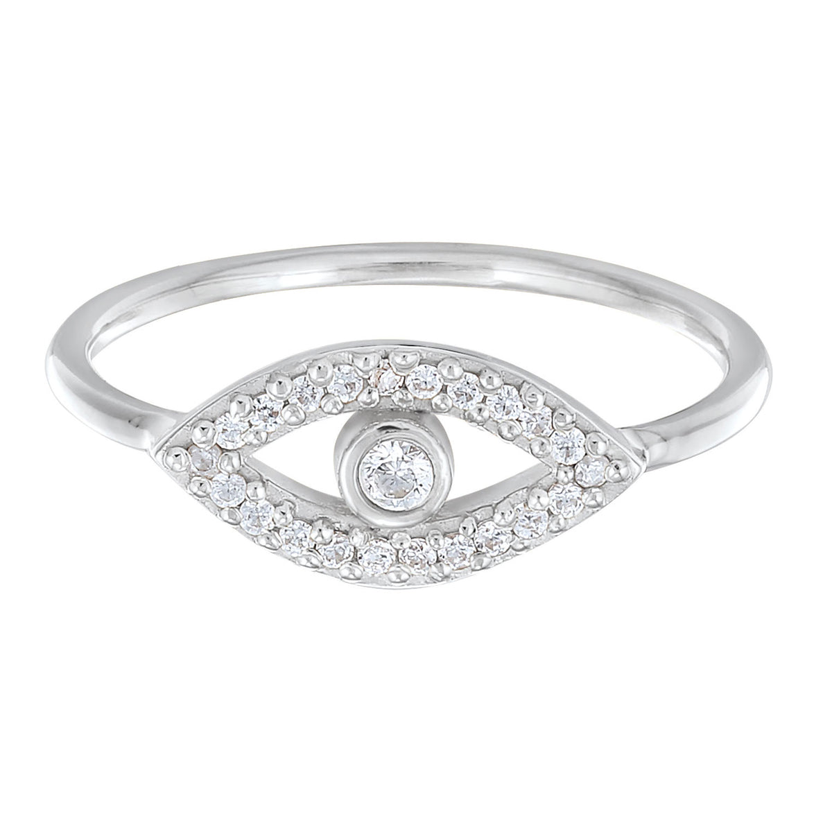 Silber - Elli | Ring Evil Eye | Kristall (Weiß) | 925er Sterling Silber