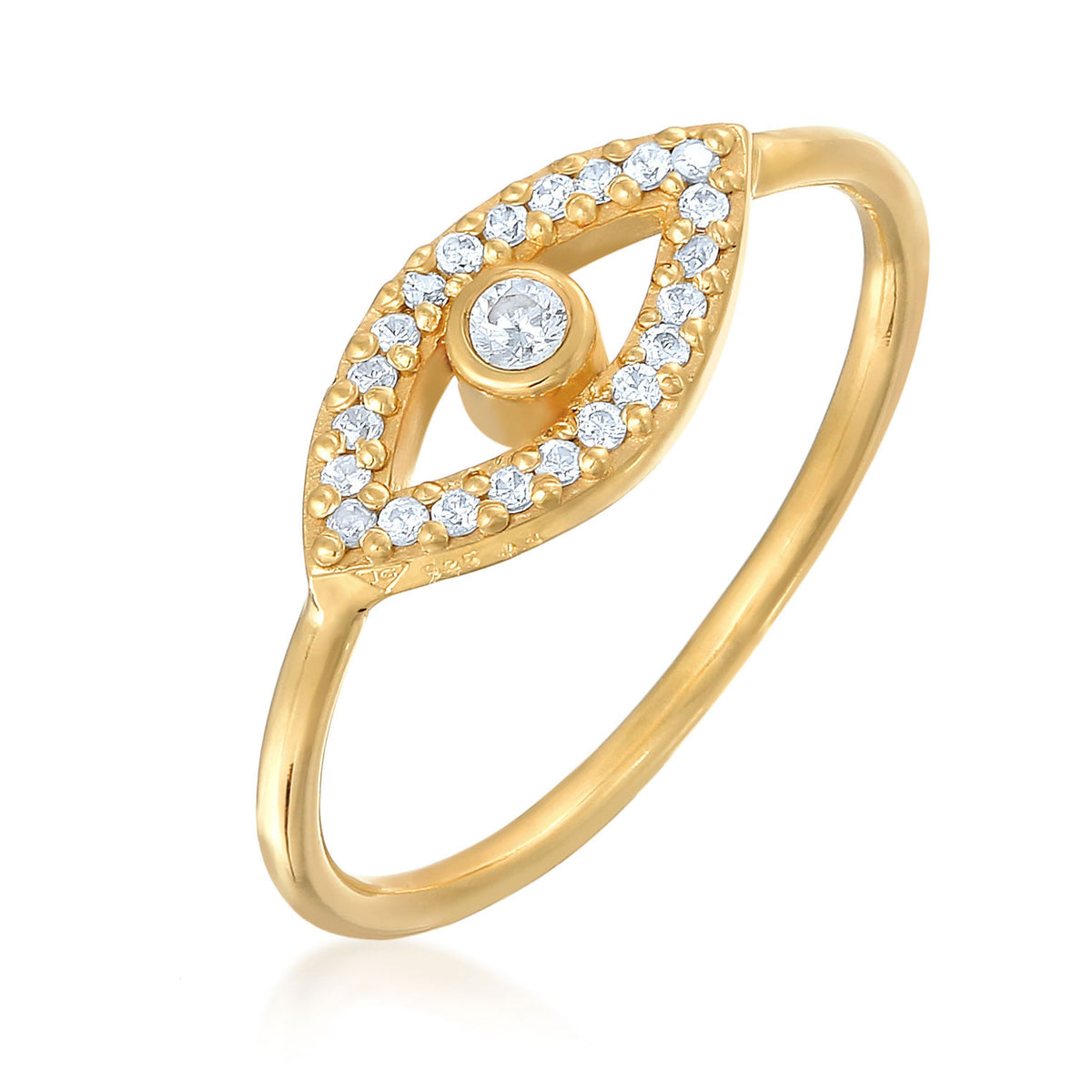 Gold - Elli | Ring Evil Eye | Kristall (Weiß) | 925er Sterling Silber