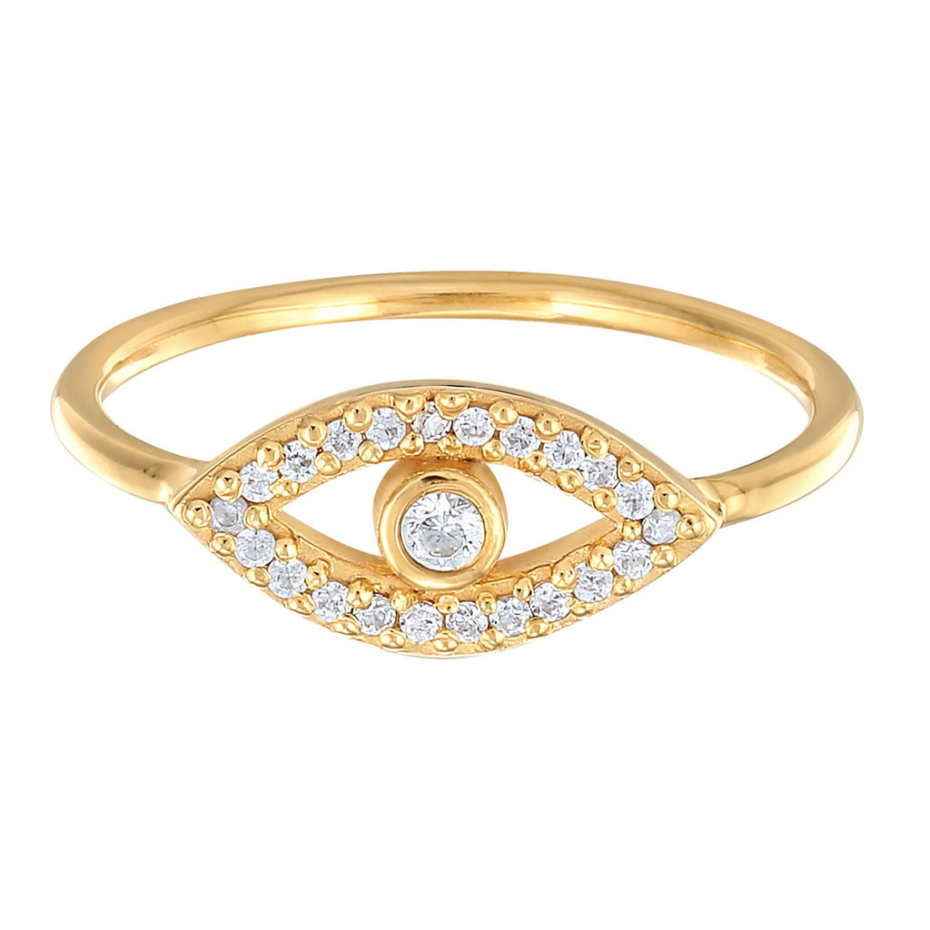 Gold - Elli | Ring Evil Eye | Kristall (Weiß) | 925er Sterling Silber