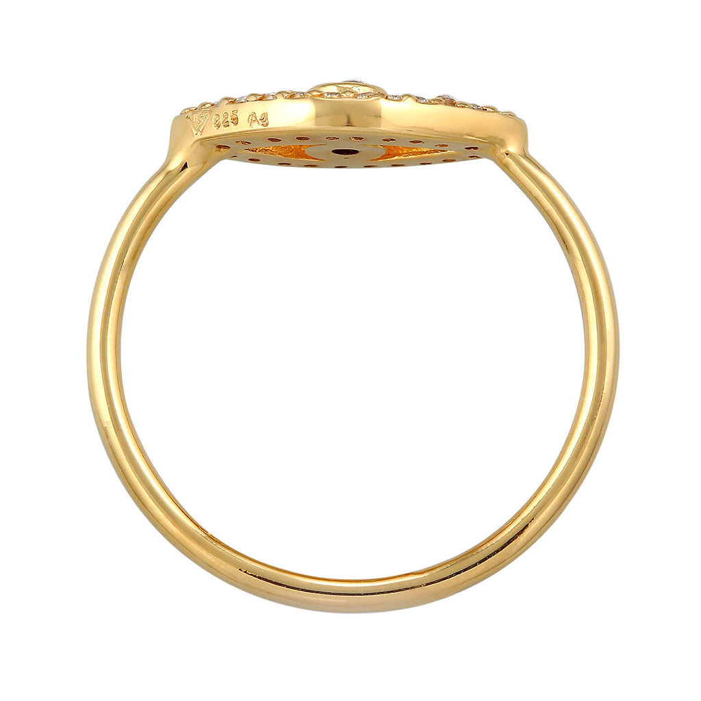Gold - Elli | Ring Evil Eye | Kristall (Weiß) | 925er Sterling Silber