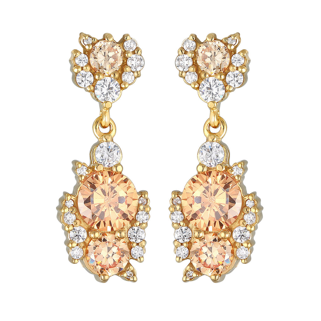 Gold - Elli PREMIUM | Ohrhänger Statement | Zirkonia (Weiß) | 925er Sterling Silber