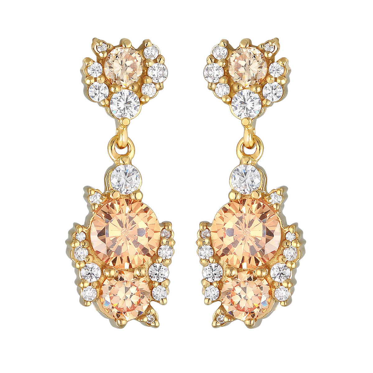 Gold - Elli PREMIUM | Ohrhänger Statement | Zirkonia (Weiß) | 925er Sterling Silber
