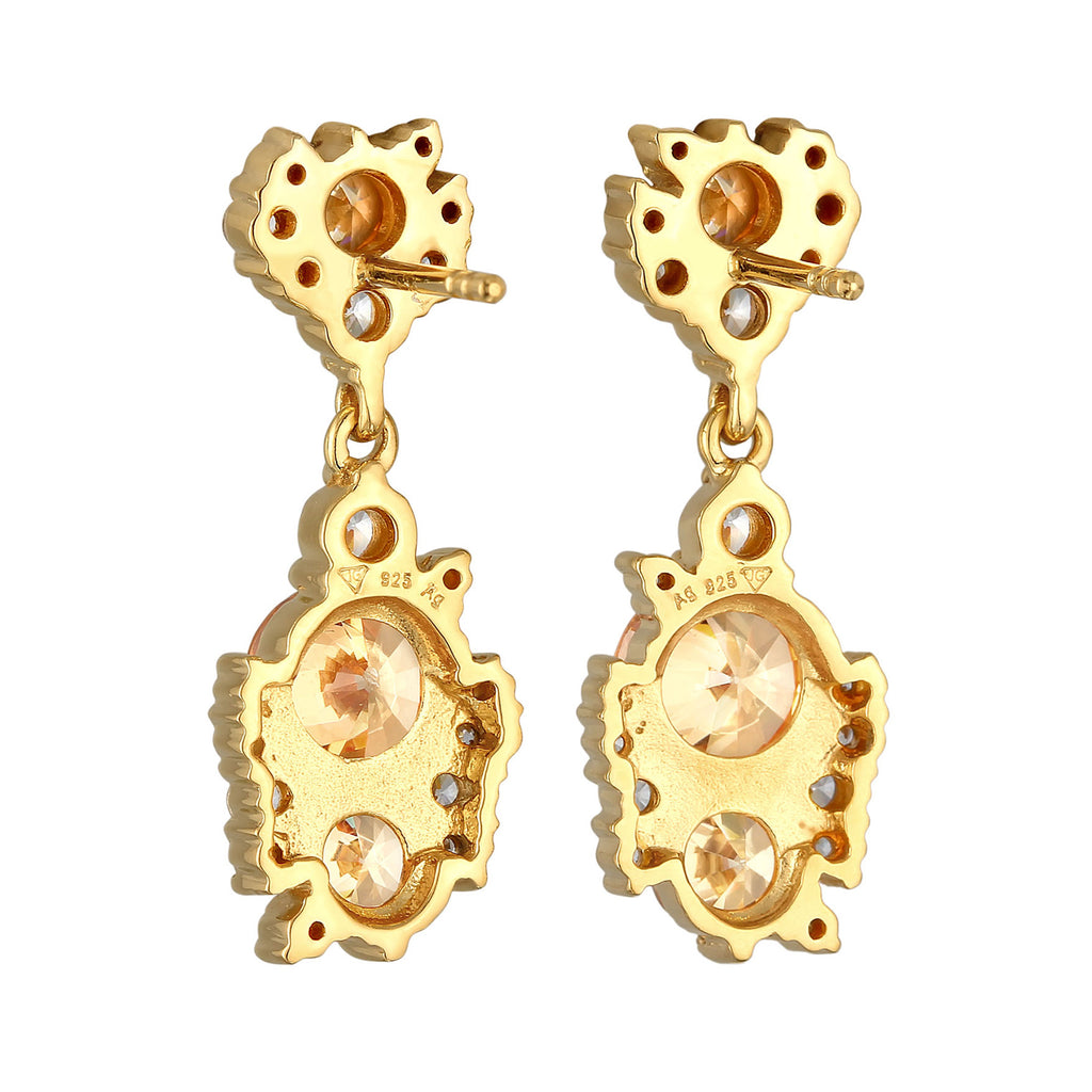 Gold - Elli PREMIUM | Ohrhänger Statement | Zirkonia (Weiß) | 925er Sterling Silber
