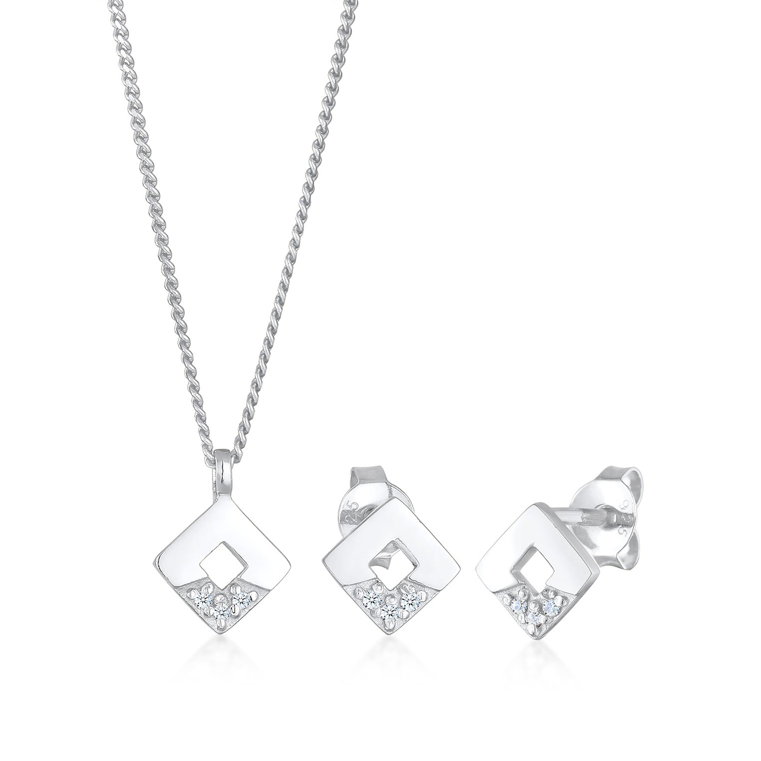Silber - Elli DIAMONDS | Diamanten (0.045 ct) Geo Design 925 Silber