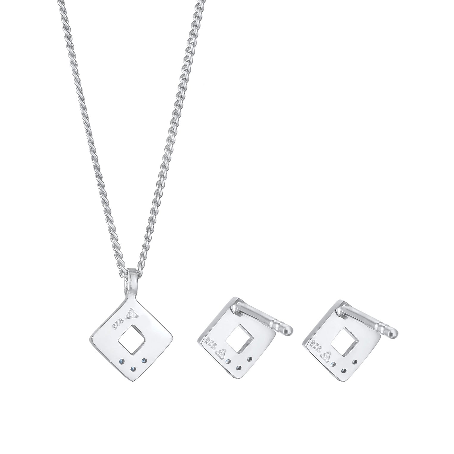 Silber - Elli DIAMONDS | Schmuckset Geo | Diamant (Weiß, 0,045 ct) | 925er Sterling Silber