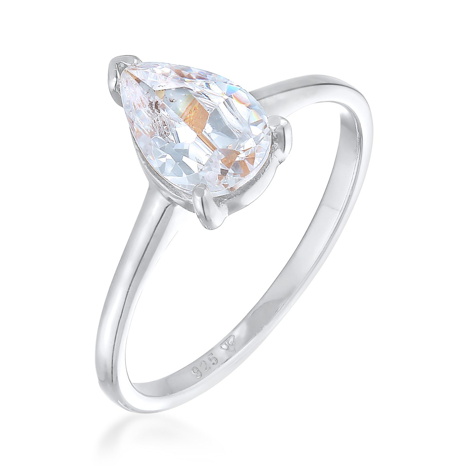 Trilani Dames Solitaire Ring 925/- Sterling zilver Zirkonia wit Trilani Dames Solitaire Ring 925/- Sterling zilver Zirkonia wit