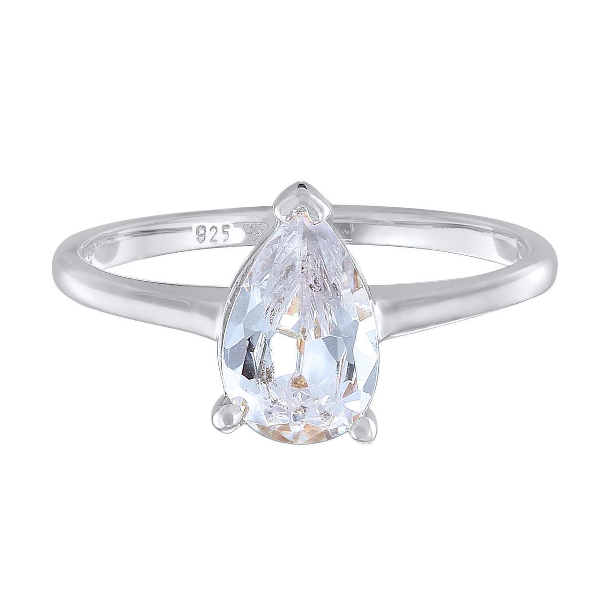 Silber - Elli | Solitär-Ring Tropfen | Zirkonia (Weiß) | 925er Sterling Silber