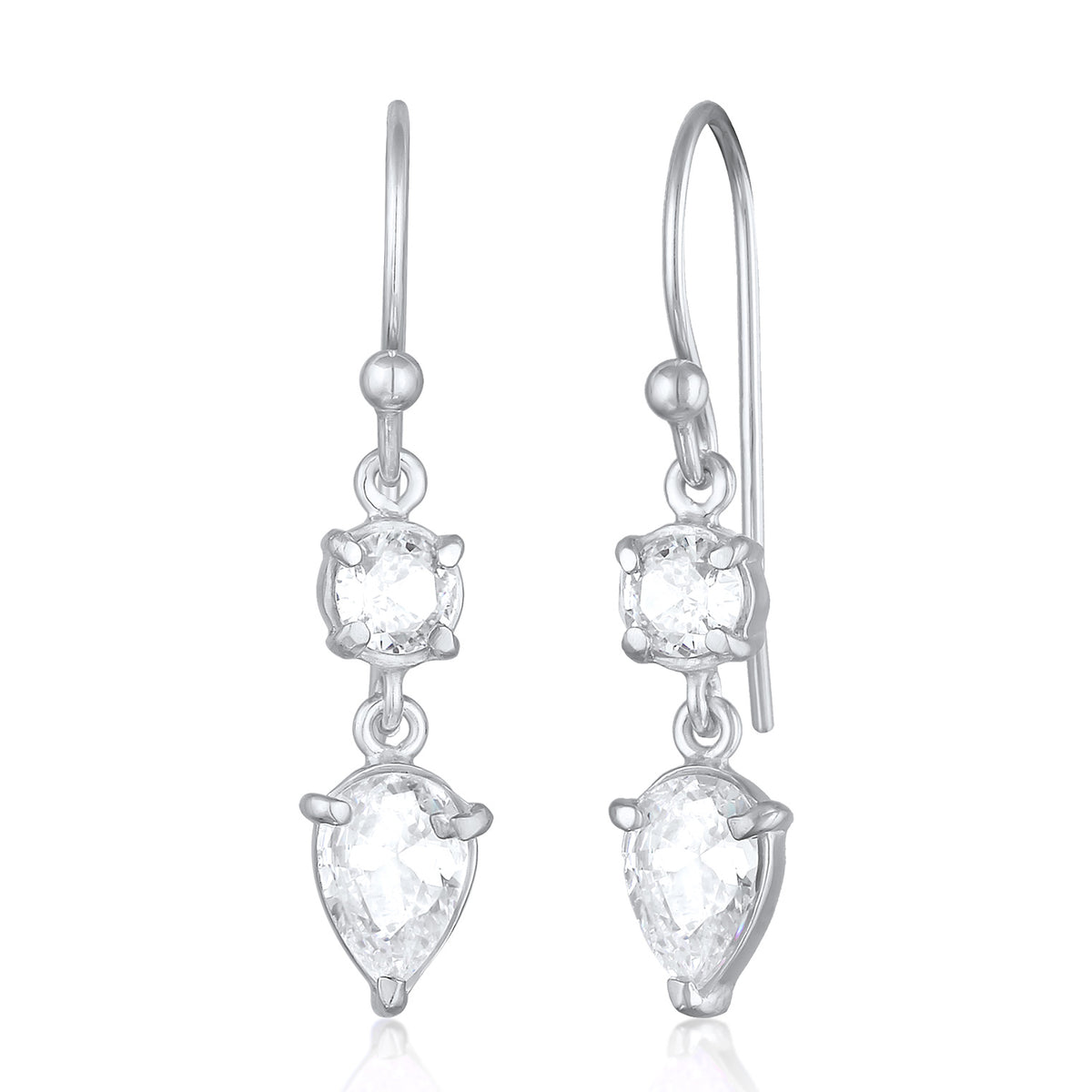 Silber - Elli | Ohrhänger Tropfen | Zirkonia (Weiß) | 925er Sterling Silber