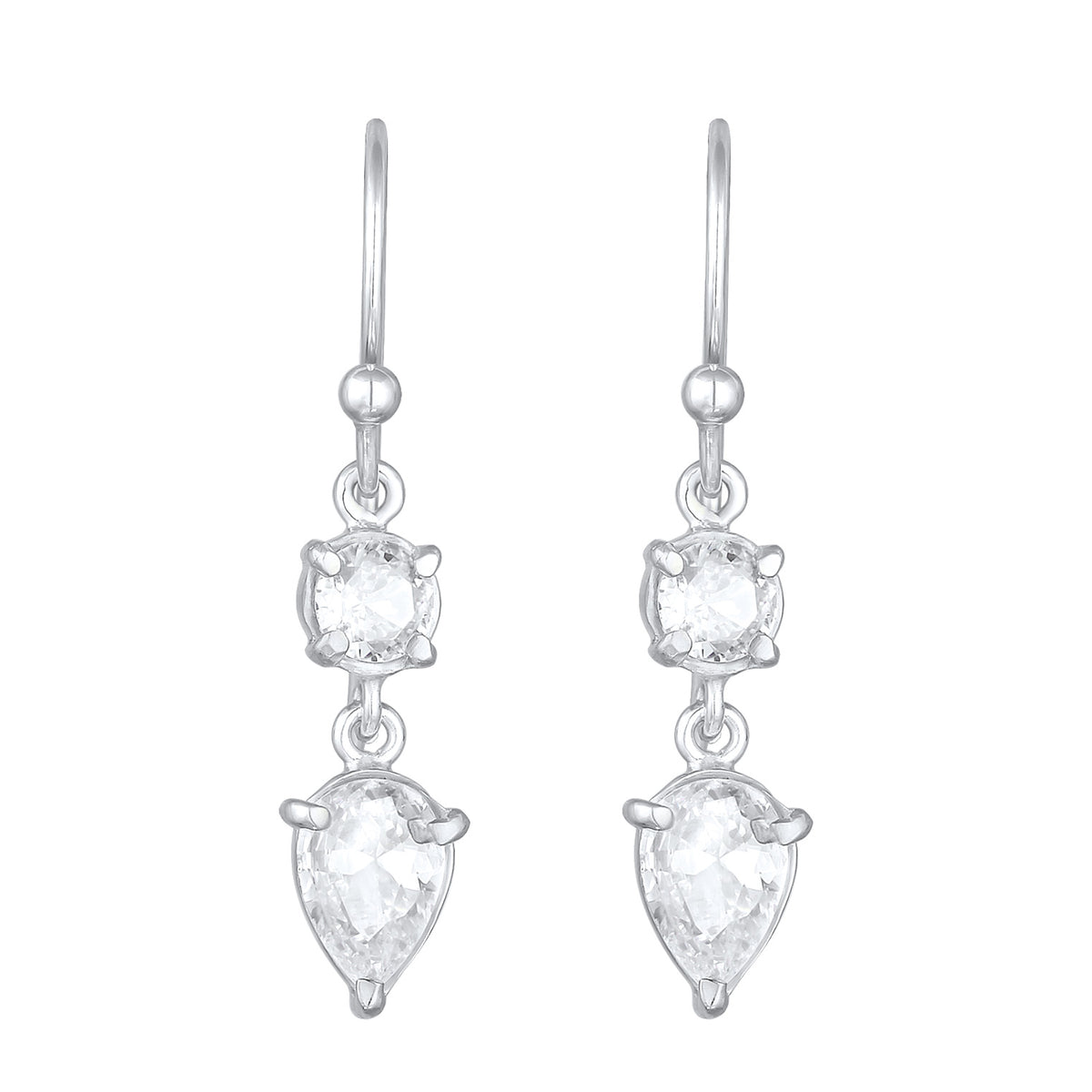 Silber - Elli | Ohrhänger Tropfen | Zirkonia (Weiß) | 925er Sterling Silber