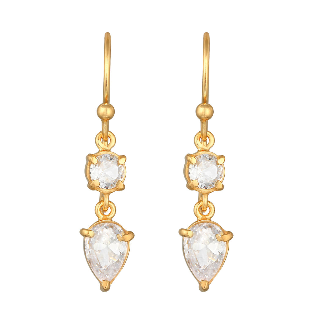 Gold - Elli | Ohrhänger Tropfen | Zirkonia (Weiß) | 925er Sterling Silber