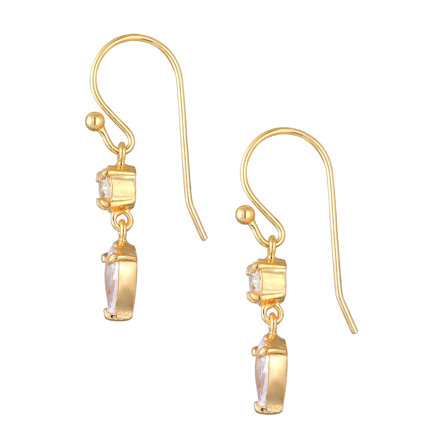 Gold - Elli | Ohrhänger Tropfen | Zirkonia (Weiß) | 925er Sterling Silber